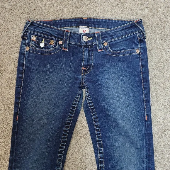 True Religion Blue Flare Wide Leg Jeans Classic Style - Picture 3 of 7